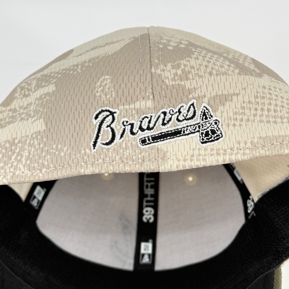 Atlanta Braves MLB Hat Khaki Armed Forces Day 2025 39THIRTY Stretch‎ Fit Cap NEW - Picture 8 of 14